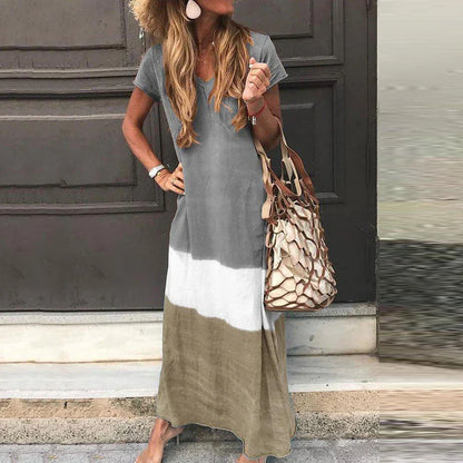 DressBetty - 2024 Fashion V-Neck Short Sleeve Pullover Boho Dress