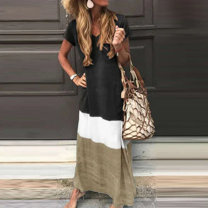 DressBetty - 2024 Fashion V-Neck Short Sleeve Pullover Boho Dress