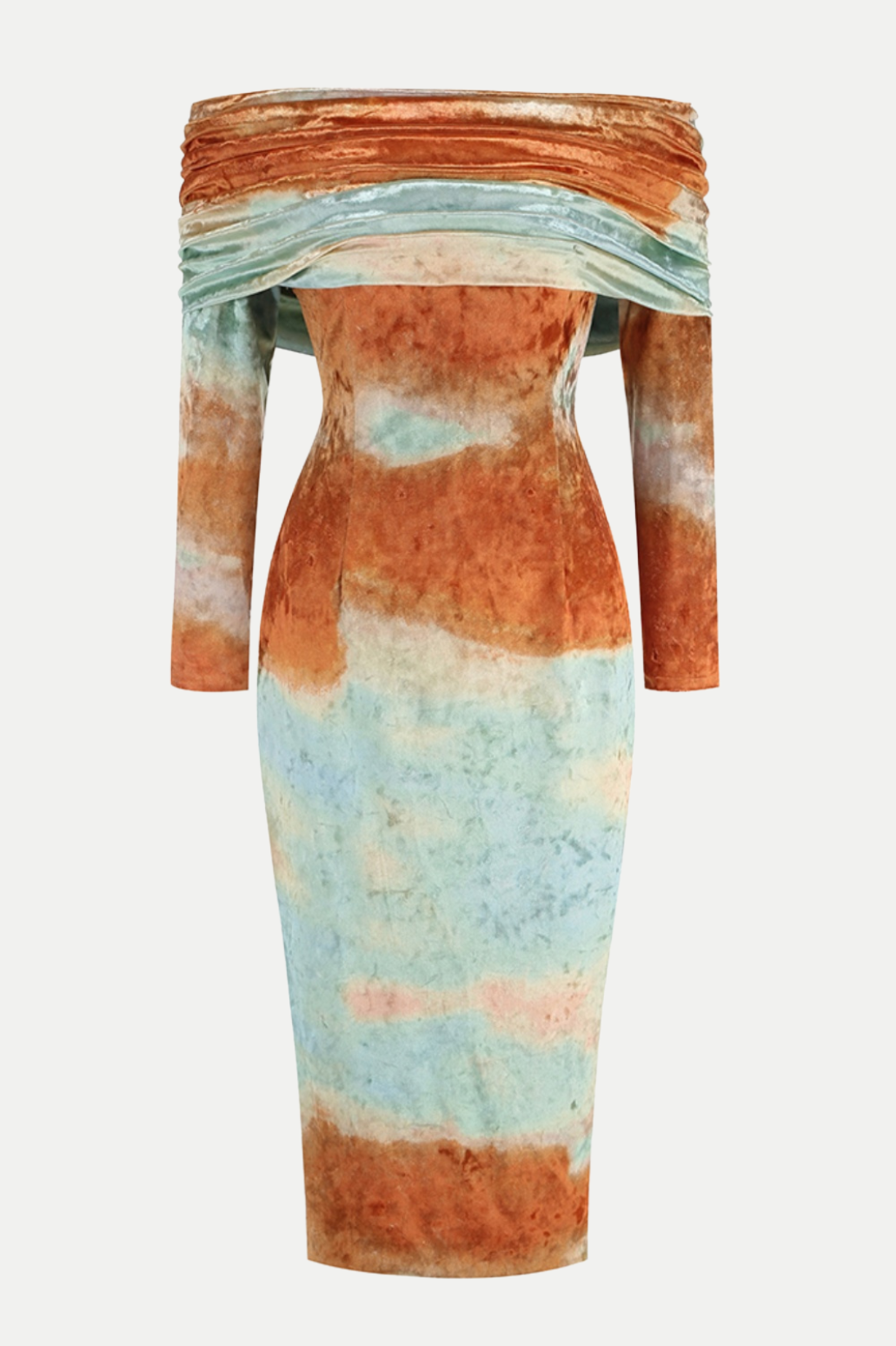 Sunset Off Shoulder Velvet Midi Dress