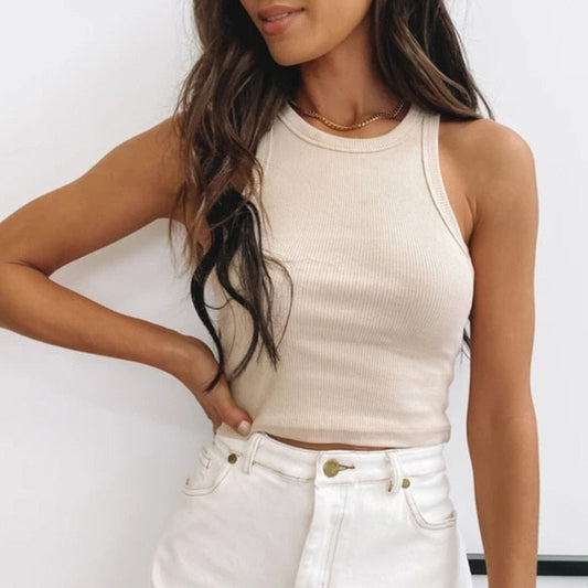 DressBetty - Basic Solid Knitted Tank Top