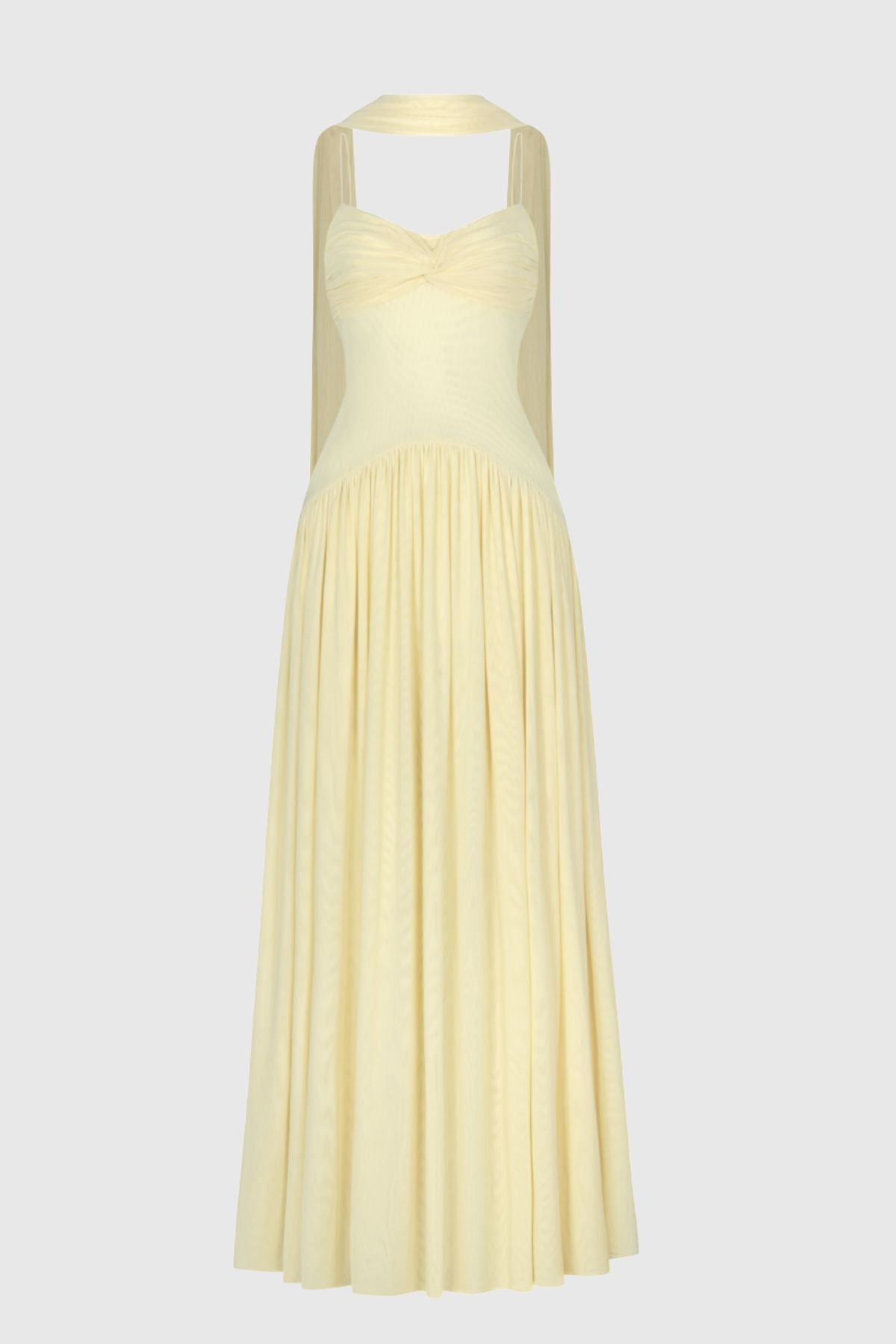 Tasmia Mesh Strapless Maxi Dress - Yellow