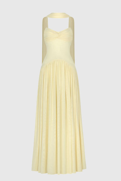 Tasmia Mesh Strapless Maxi Dress - Yellow