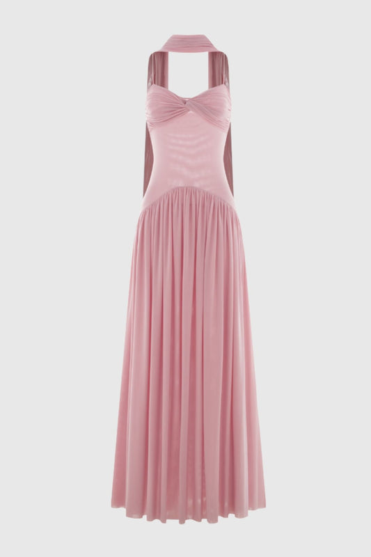 Tasmia Mesh Strapless Maxi Dress - Pink