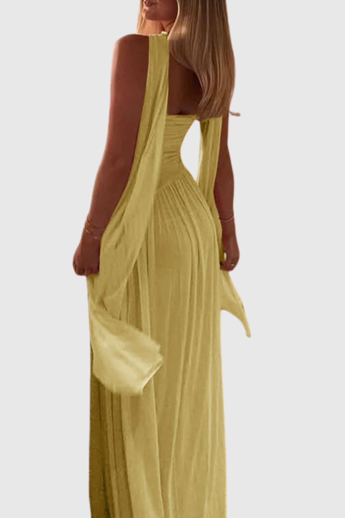 Tasmia Mesh Strapless Maxi Dress - Yellow