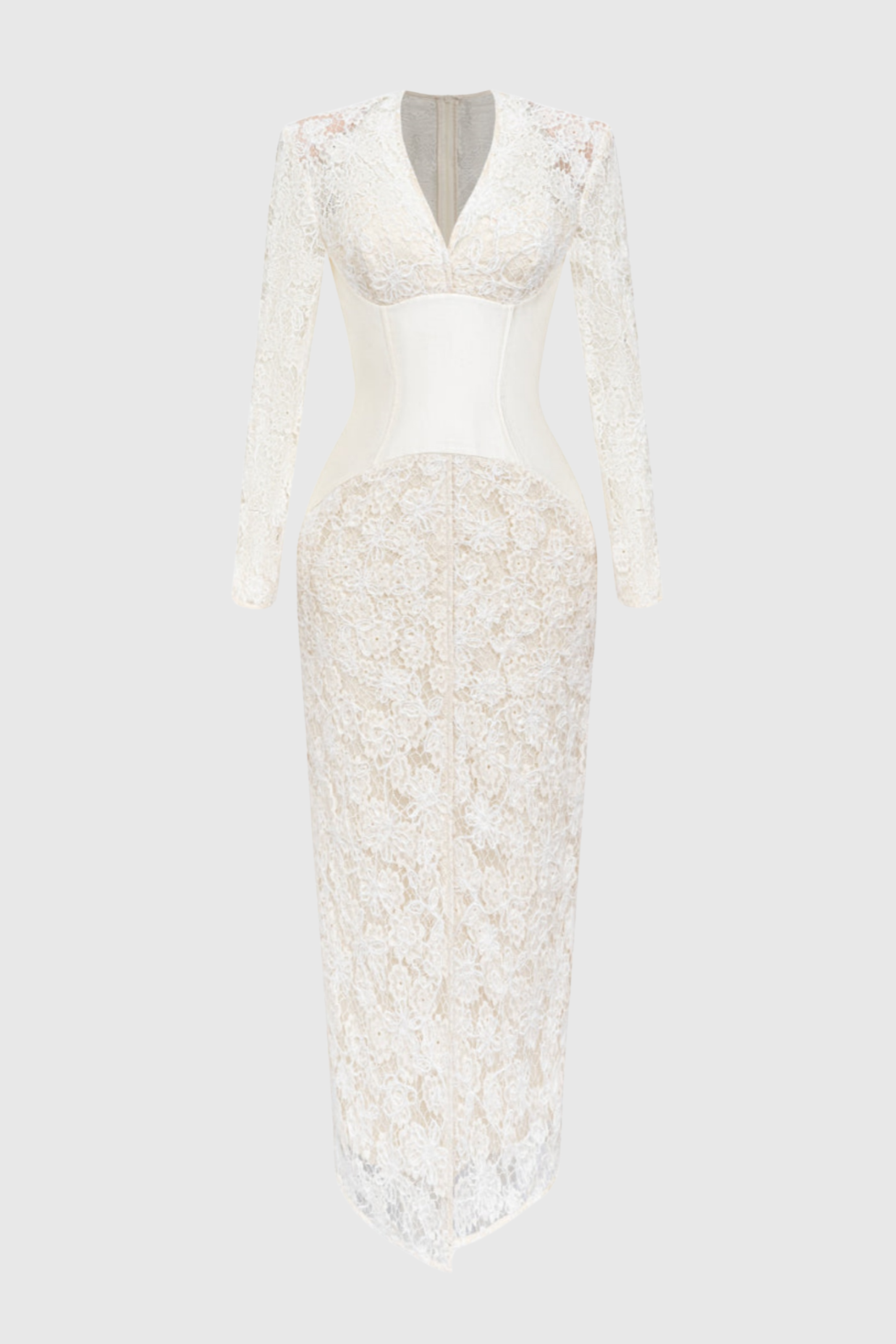 Thadda Lace Corset Belted Midi Dress