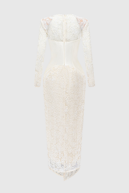 Thadda Lace Corset Belted Midi Dress