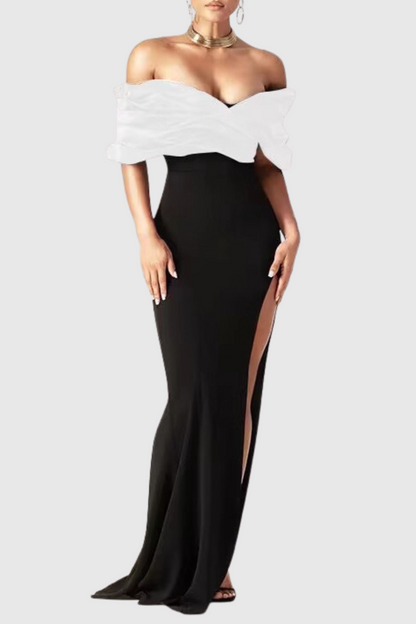 Tonanta Off Shoulder Split Maxi Bandage Dress