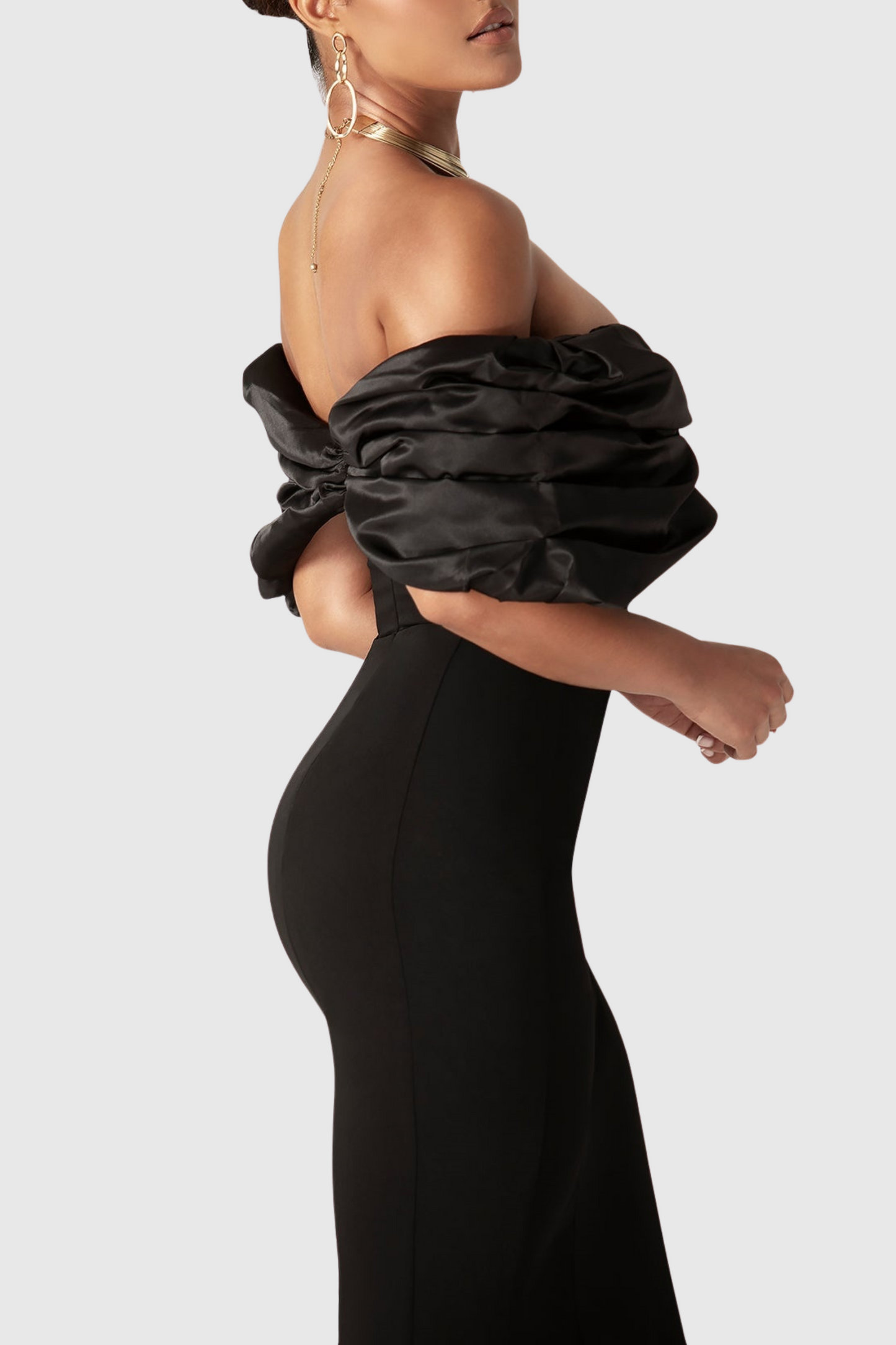 Tonanta Off Shoulder Split Maxi Bandage Dress