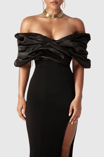 Tonanta Off Shoulder Split Maxi Bandage Dress
