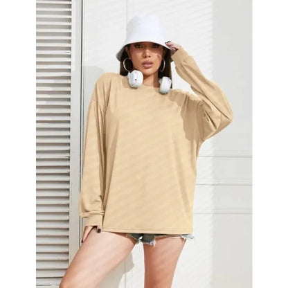 DressBetty - 2024 Solid Simplicity Round Neck Long Sleeve Tee