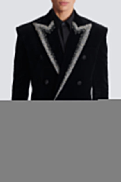 Trisha Velvet Crystal Embellished Blazer
