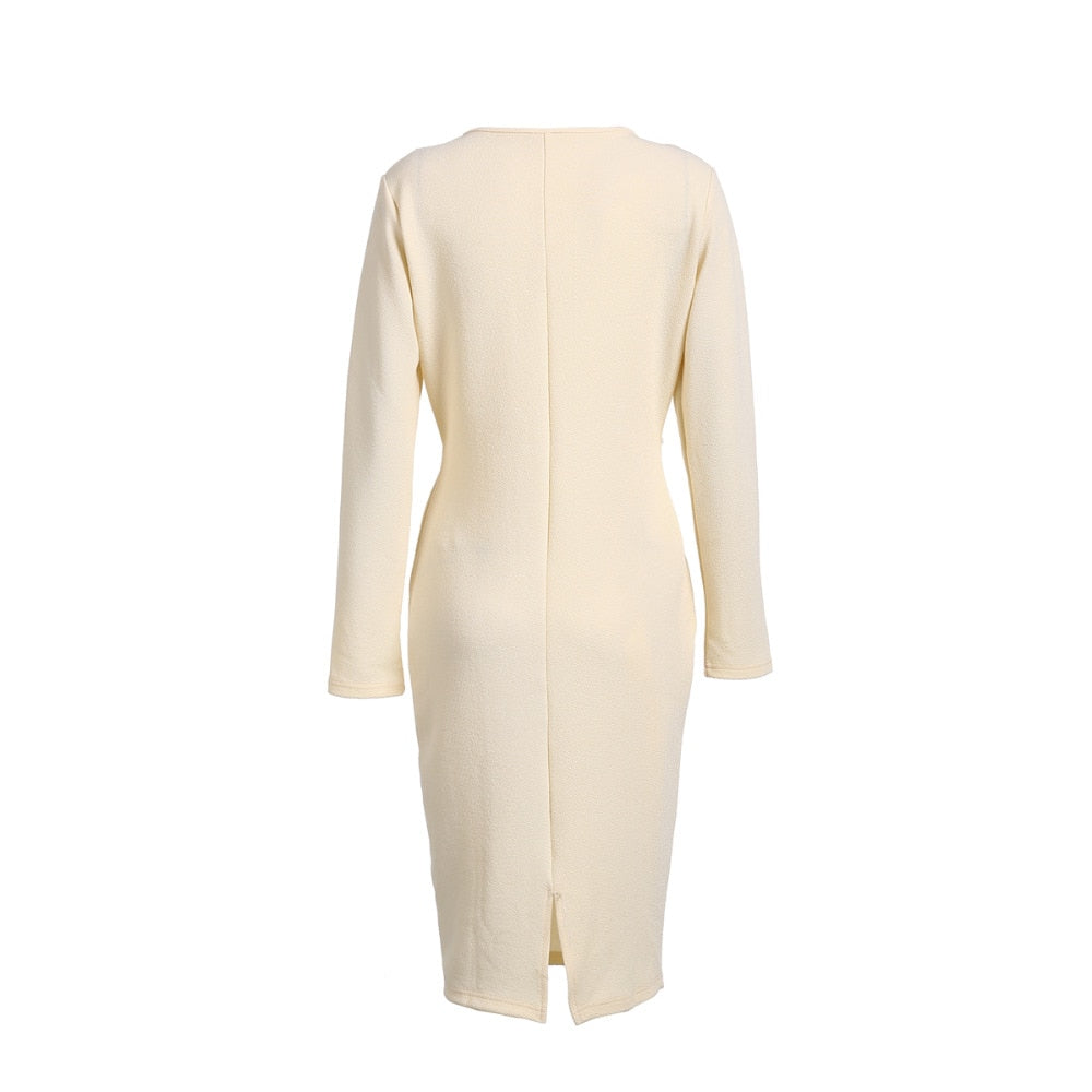 DressBetty - Long Sleeve Deep V-Neck Bandage Bodycon Evening Party Dress Plus Size S-XXL