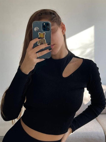 DressBetty - Asymmetrical Hollow Out Tee