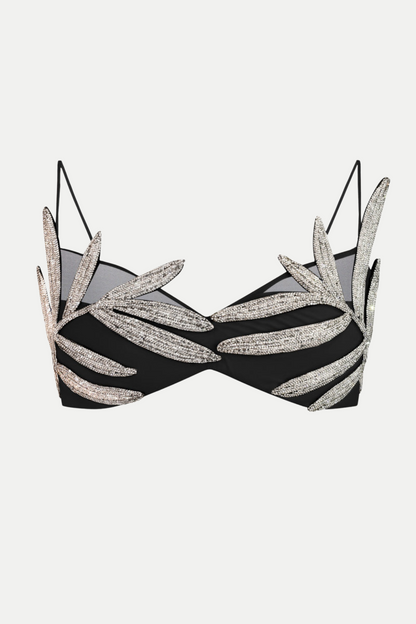Vieby Leaf Crystal Bralette - Black