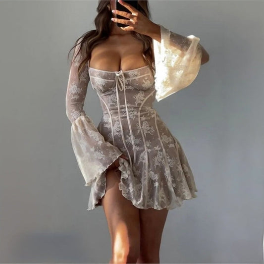 Vintage 'Analissa' Cream Lace Corset Dress