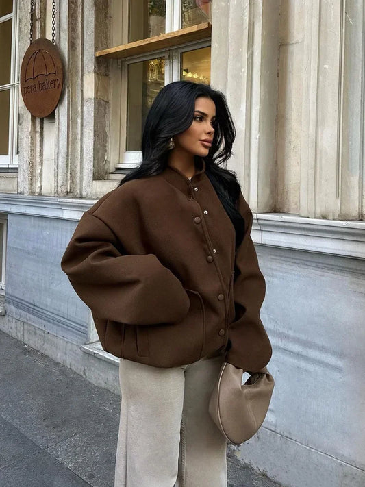 Vintage Brown Long Casual Single Breasted Fashion New Coat