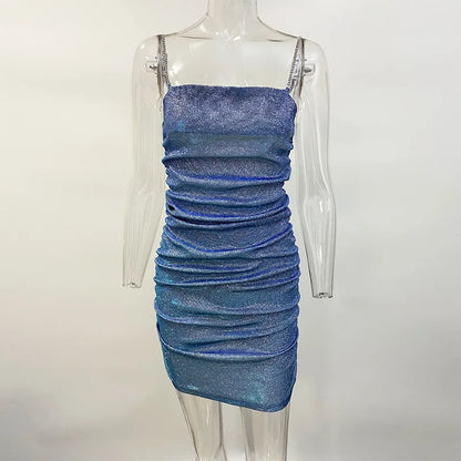 DressBetty - 2024 Elegant Diamond Glitter Sparkle Spaghetti Strap Bodycon Dress