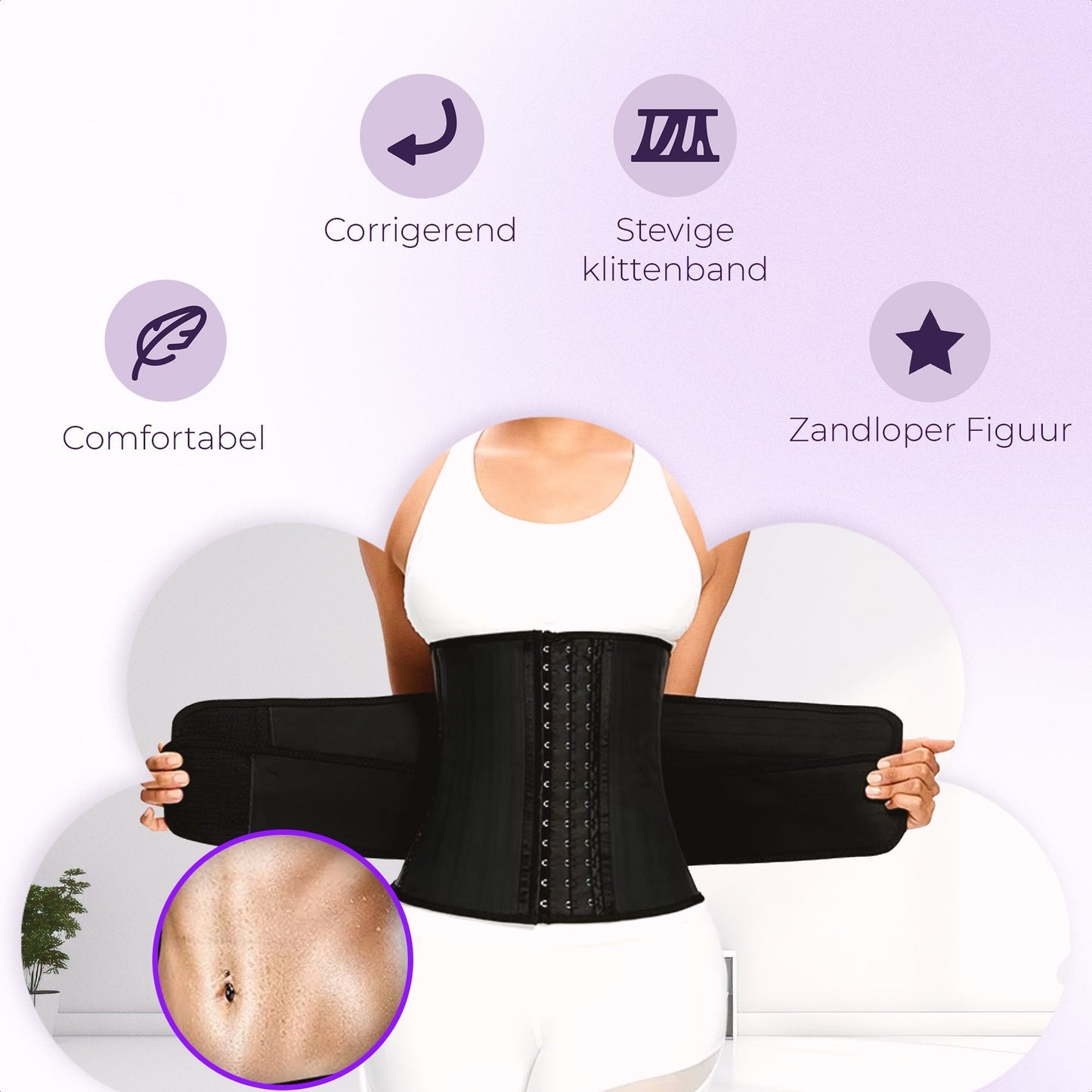 Stylish Waist Trainer Corset with 2 Bands and 3 Rows of Hooks for a Perfect Fit