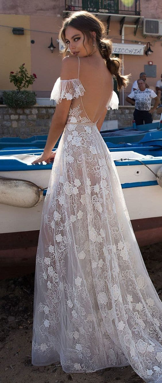 DressBetty - Wedding Party Dresses for Women Sexy V-neck Sling Hollow Long Dress