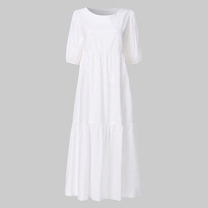 DressBetty - White women Sundresses Puff Sleeve female Dress