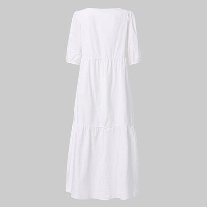 DressBetty - White women Sundresses Puff Sleeve female Dress