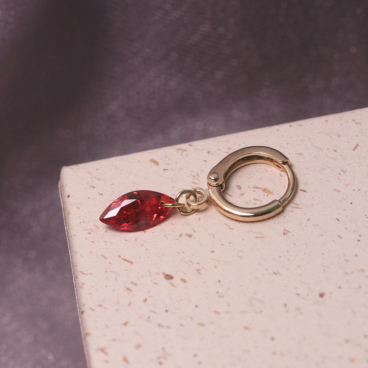 Wine Red & Champagne Zircon Earrings