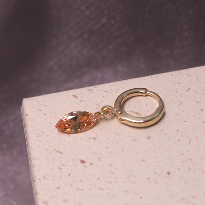 Wine Red & Champagne Zircon Earrings