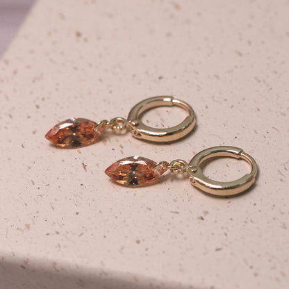 Wine Red & Champagne Zircon Earrings
