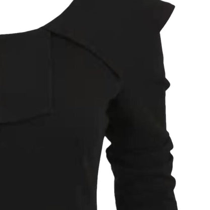 DressBetty - Vintage Asymmetric Ruffles Hem Sweatshirt Tunic Dress Skew Collar One Shoulder