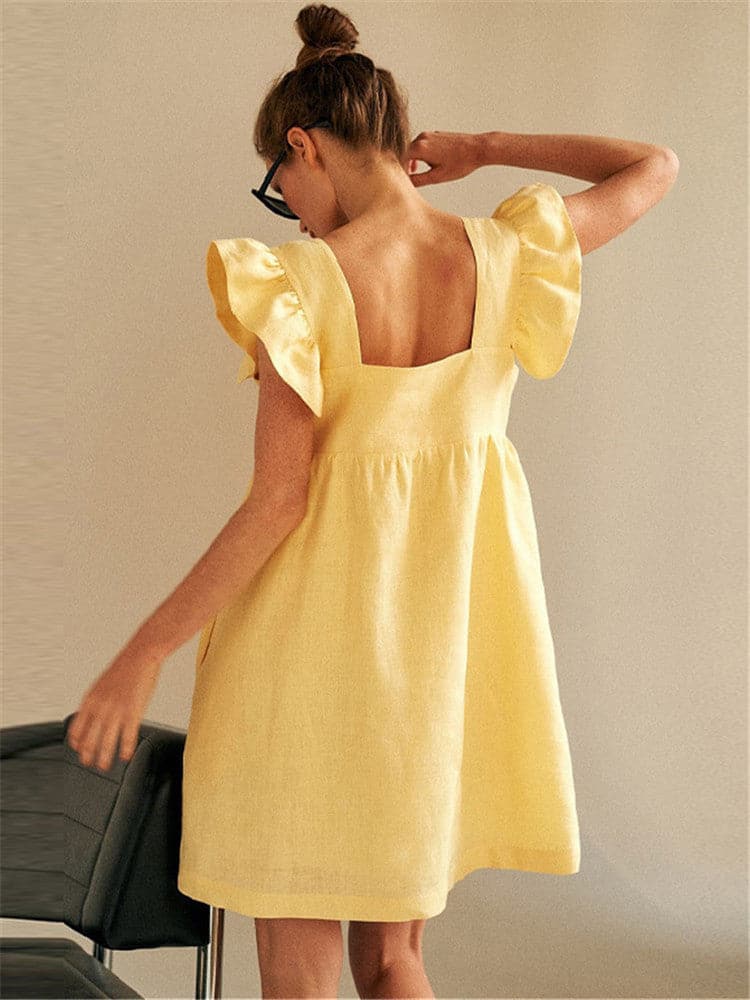 DressBetty - Women Backless Ruffle Cute Mini Dress