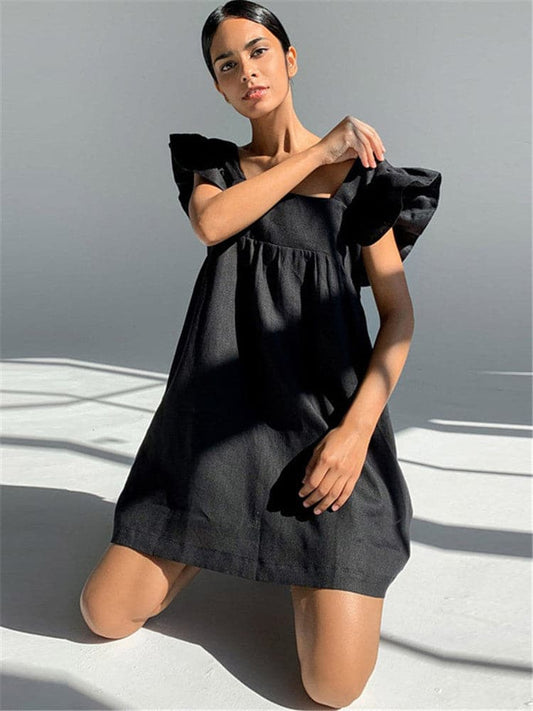 DressBetty - Women Backless Ruffle Cute Mini Dress