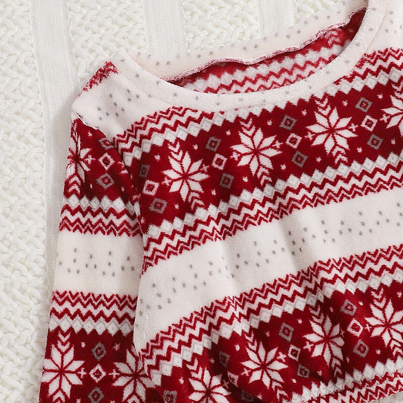 DressBetty - Christmas Flannel Pajamas Set Long Sleeve Crop Top Shorts 2Pcs Sleepwear