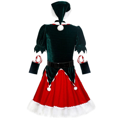 DressBetty - Christmas Santa Claus Costume Funny Green Elf Cosplay 5Pcs Set