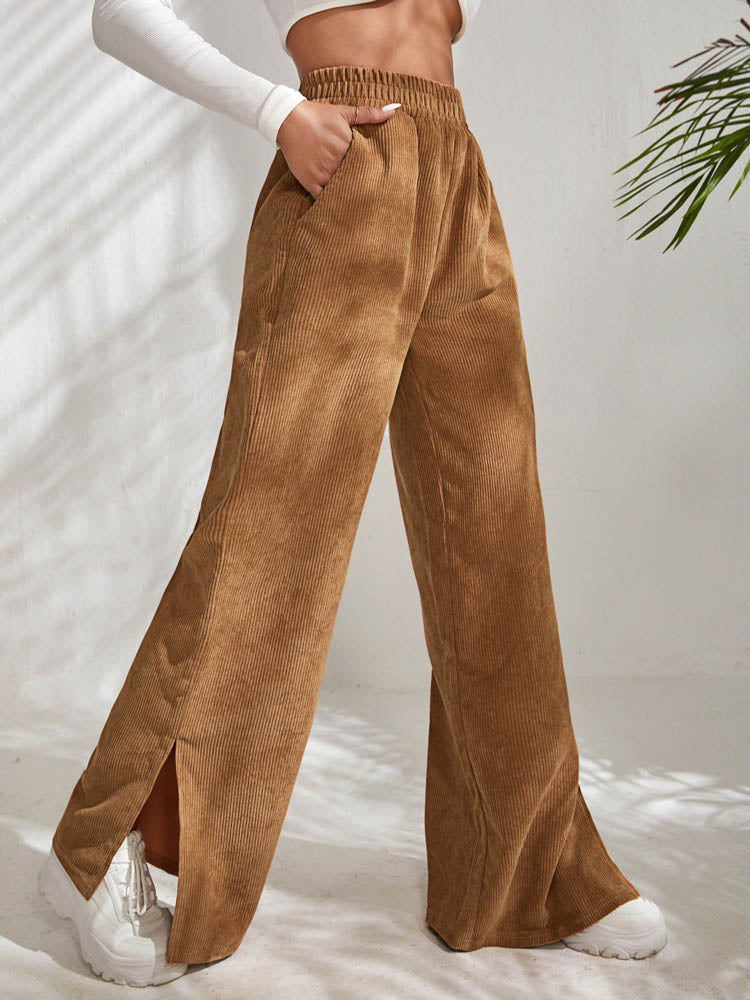 DressBetty - Casual Corduroy Wide Leg Pants