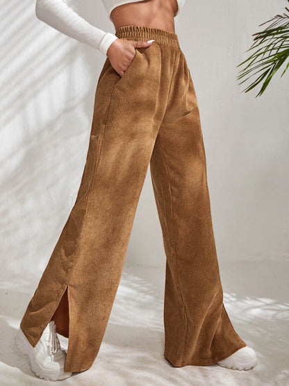 DressBetty - Casual Corduroy Wide Leg Pants
