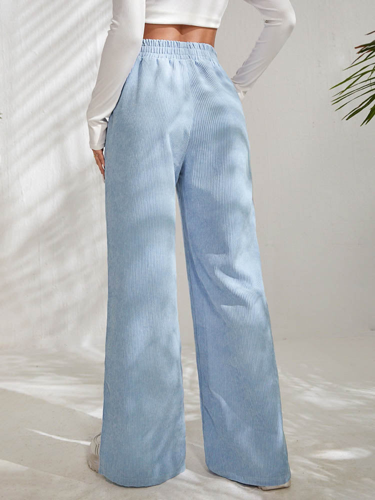 DressBetty - Casual Corduroy Wide Leg Pants