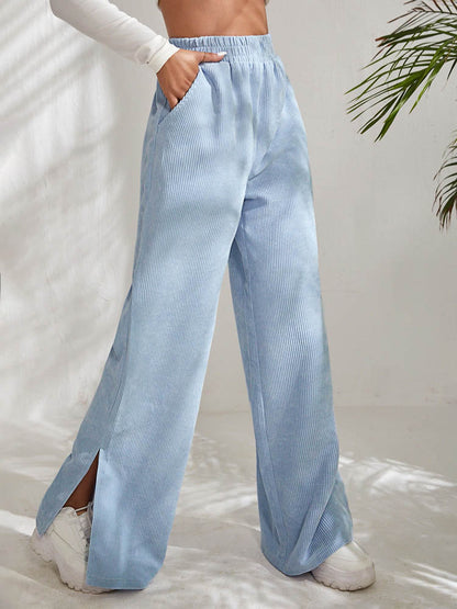 DressBetty - Casual Corduroy Wide Leg Pants