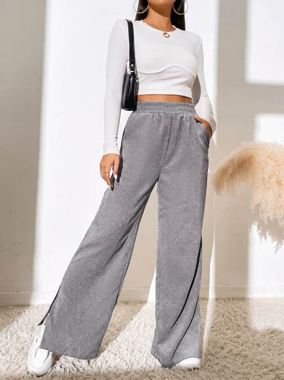 DressBetty - Casual Corduroy Wide Leg Pants
