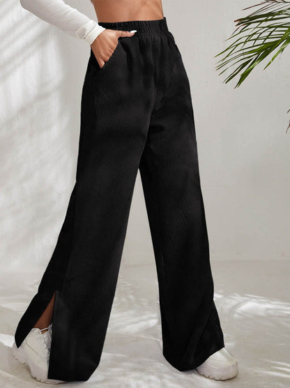 DressBetty - Casual Corduroy Wide Leg Pants