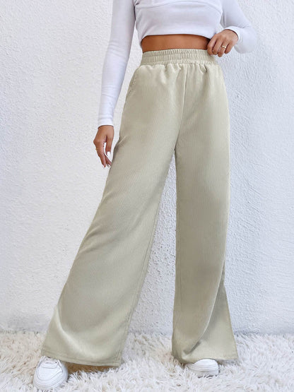 DressBetty - Casual Corduroy Wide Leg Pants