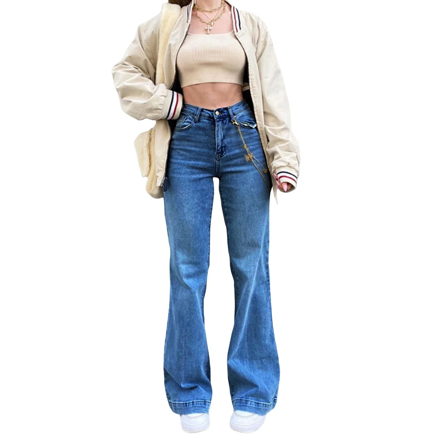 DressBetty - 2024 High Waist Bell Bottom Stretchy Denim Flared Women's Jeans