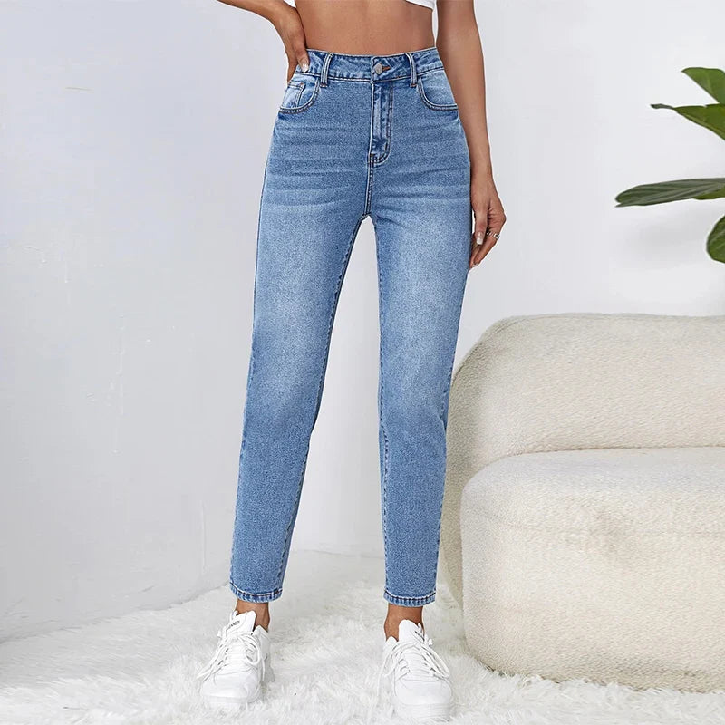 DressBetty - Stretchy Black Straight Jeans for Tall 100kgs Ladies