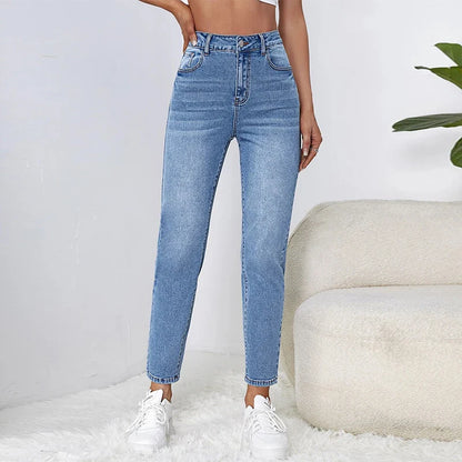DressBetty - Stretchy Black Straight Jeans for Tall 100kgs Ladies