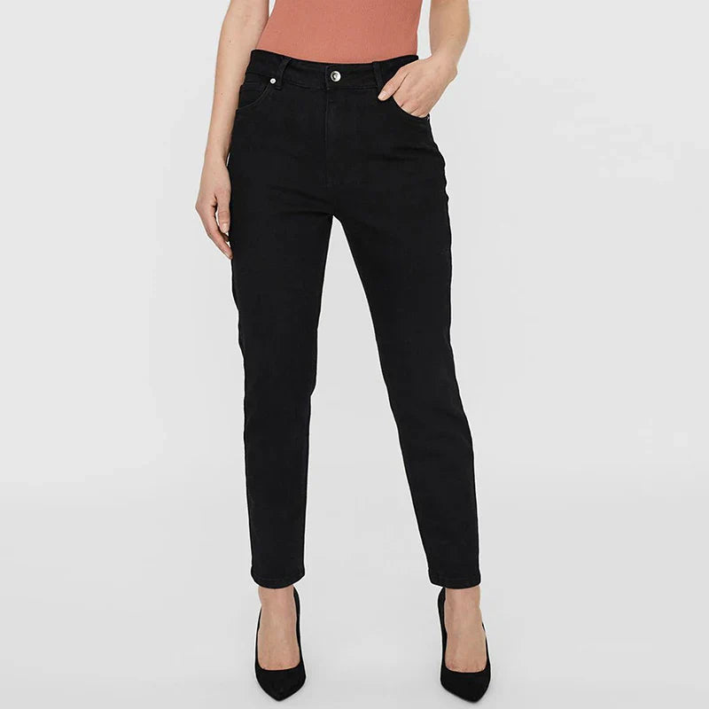 DressBetty - Stretchy Black Straight Jeans for Tall 100kgs Ladies