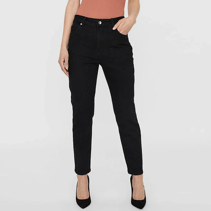 DressBetty - Stretchy Black Straight Jeans for Tall 100kgs Ladies