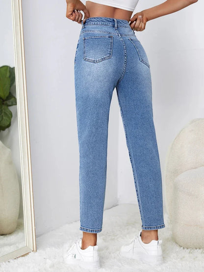 DressBetty - Stretchy Black Straight Jeans for Tall 100kgs Ladies