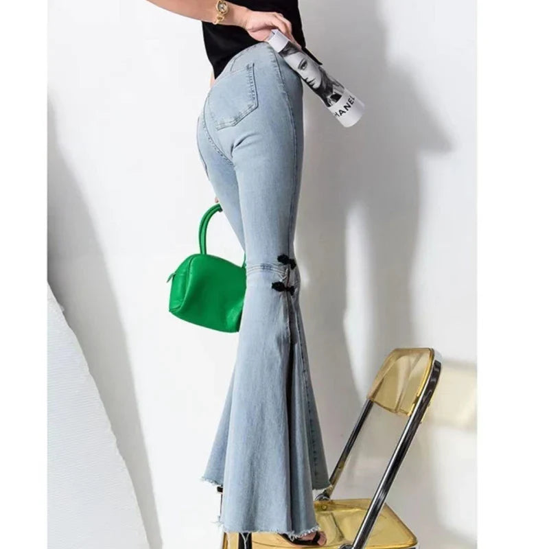 DressBetty - 2024 Spring New Fashion Solid Vintage Full Length Flare Women's Jeans