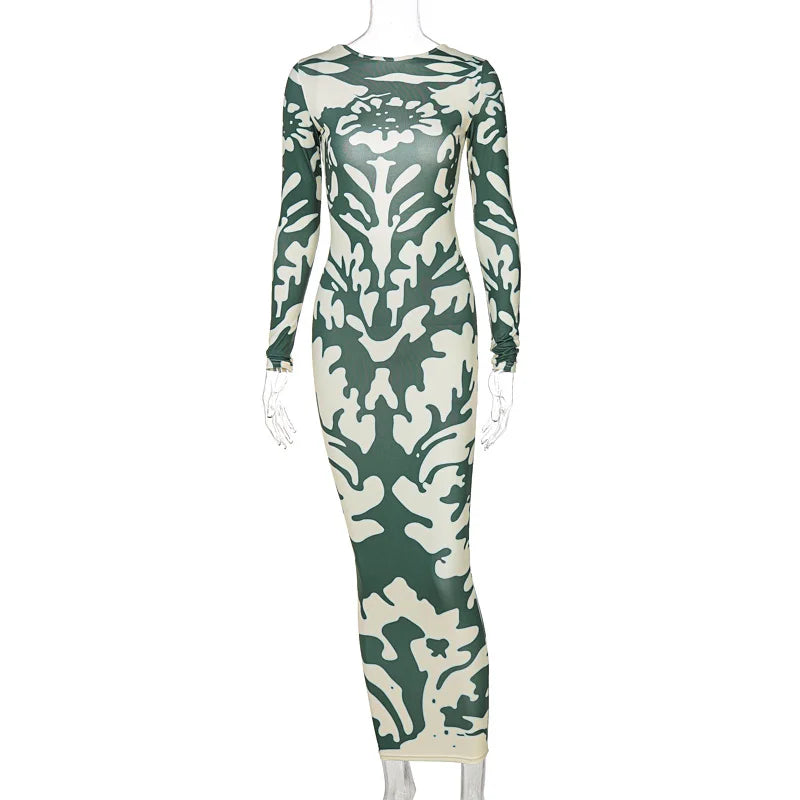 DressBetty - 2024 Backless High Waist Fashion Long Sleeve Midi Dress