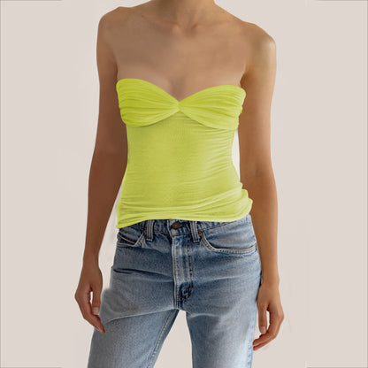 DressBetty - Sleeveless Chest Wrap Top Streetwear Party Casual Bodycon Solid Backless Top