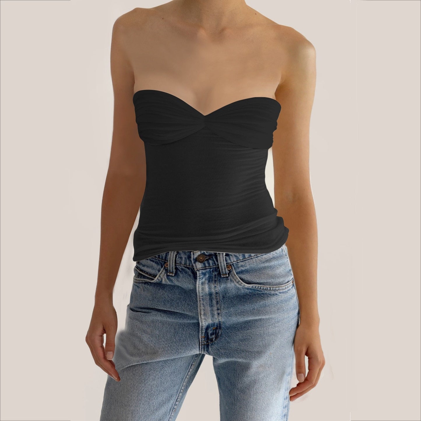 DressBetty - Sleeveless Chest Wrap Top Streetwear Party Casual Bodycon Solid Backless Top
